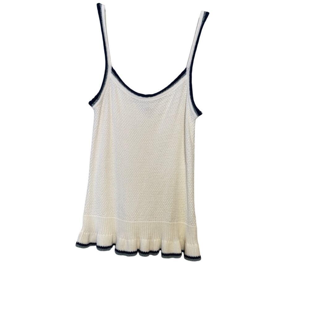 Boston Proper Cami Crochet White Blue Lined Sz M